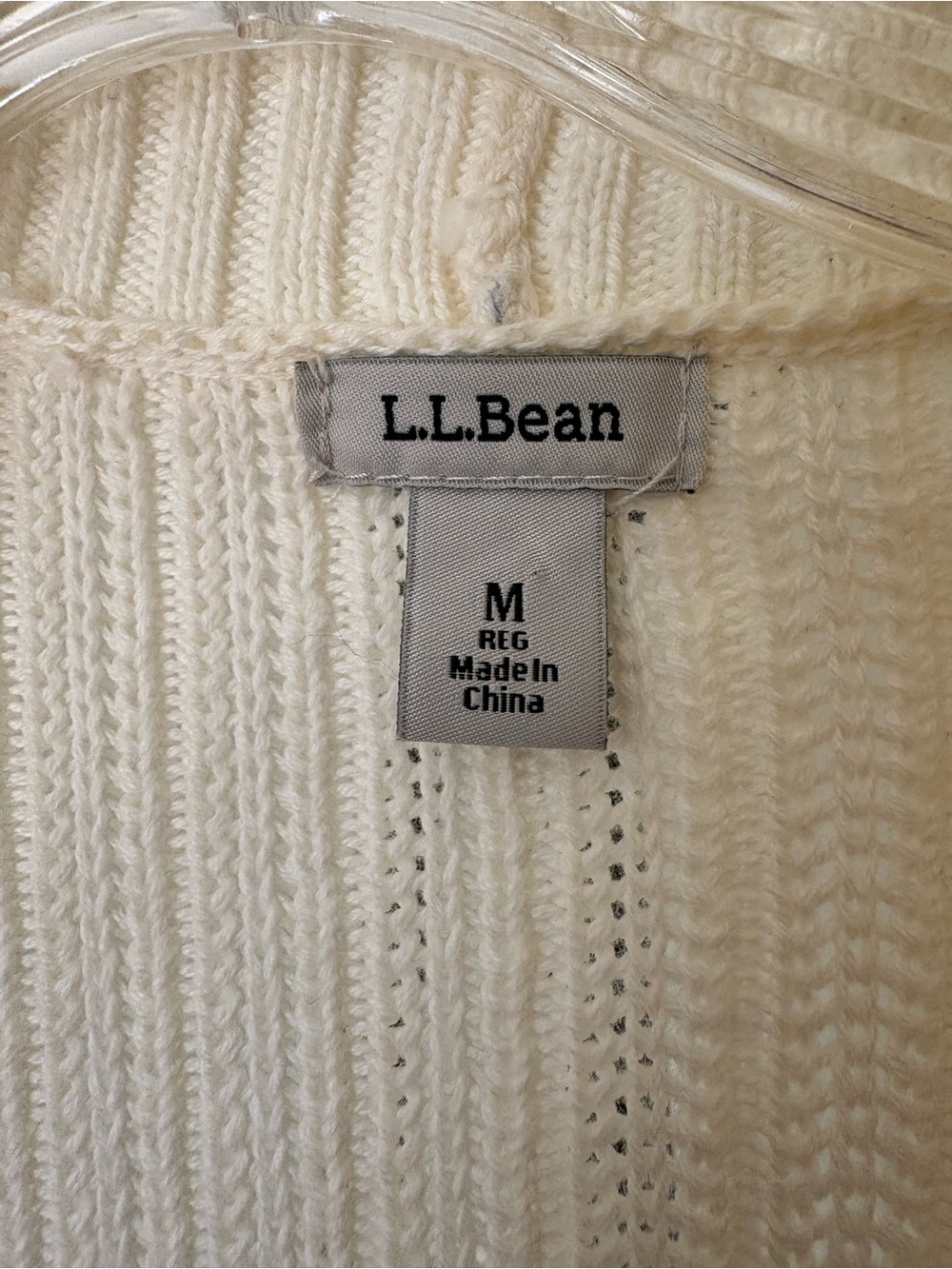 L.L. Bean Cream Ribbed Open-Front Cardigan - Picture 2 of 6